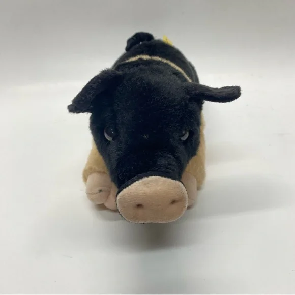 Aurora Miyoni Hampshire Pig Stuffed Animal Plush Black & Beige Life Like Toy - Picture 2 of 13